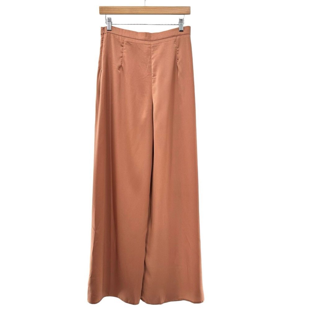 FATE 2pc Satin Cropped Wrap Blazer & Wide Leg Pant‎ Set Brown Medium Large NWT - Picture 6 of 16
